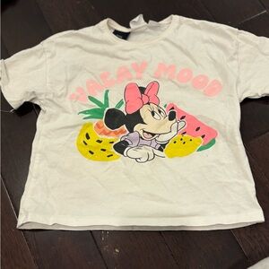 Zara Minnie Mouse 'Vacay Mood' Kids T-Shirt - White & Pink